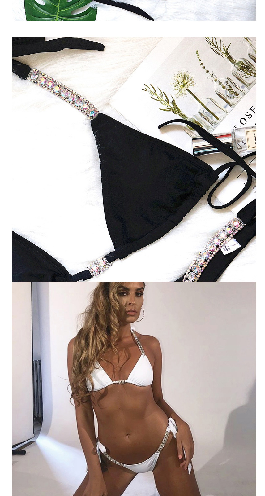 Fashion White Solid Color Bandage Split Swimsuit,Bikini Sets