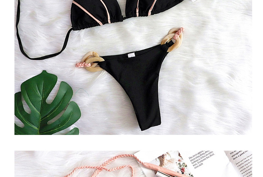 Fashion Black Split Swimsuit With Braid,Bikini Sets