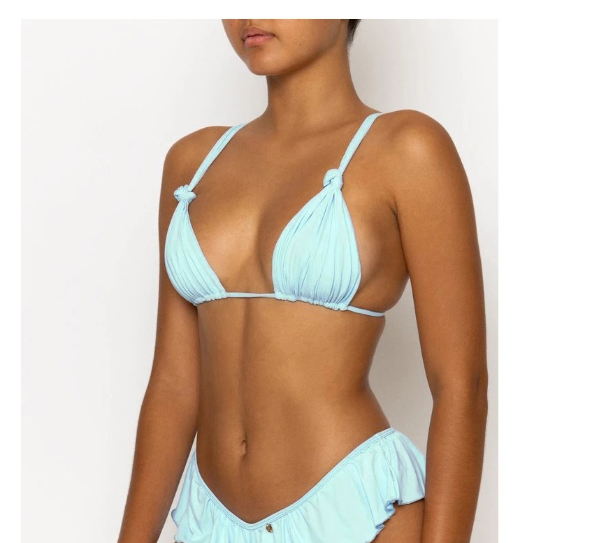 Fashion Light Blue Split Swimsuit With Chest Strap And Chest Pad,Bikini Sets