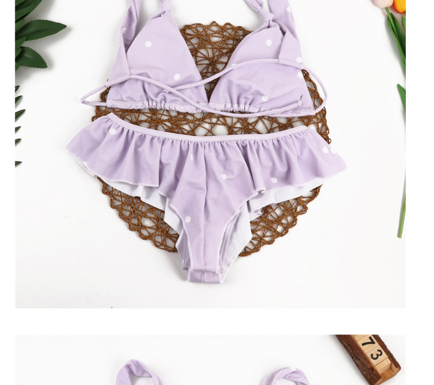 Fashion Purple Dots Split Swimsuit With Chest Strap And Chest Pad,Bikini Sets