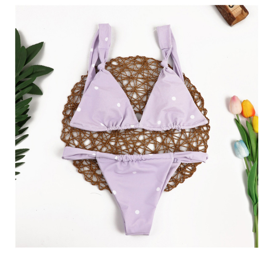 Fashion Purple Dots Split Swimsuit With Chest Pad,Bikini Sets