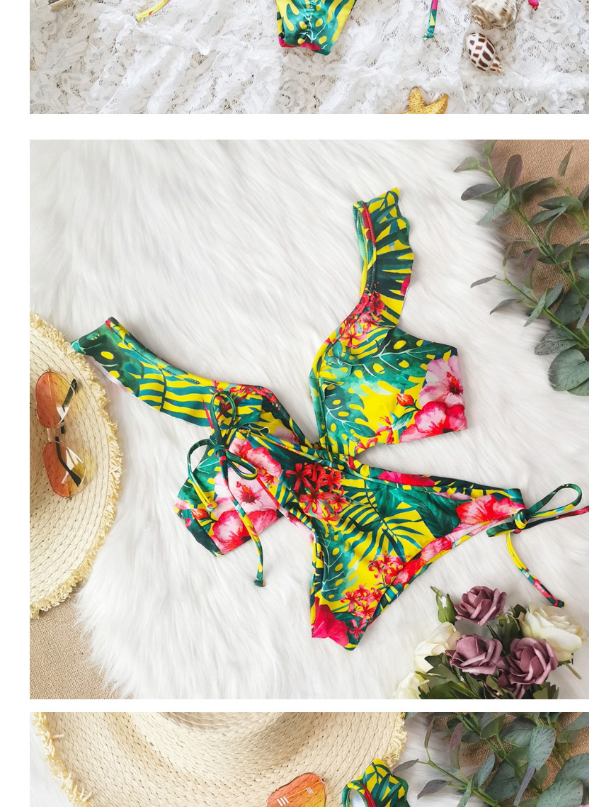 Fashion Yellow Print Three-point Split Swimsuit,Bikini Sets
