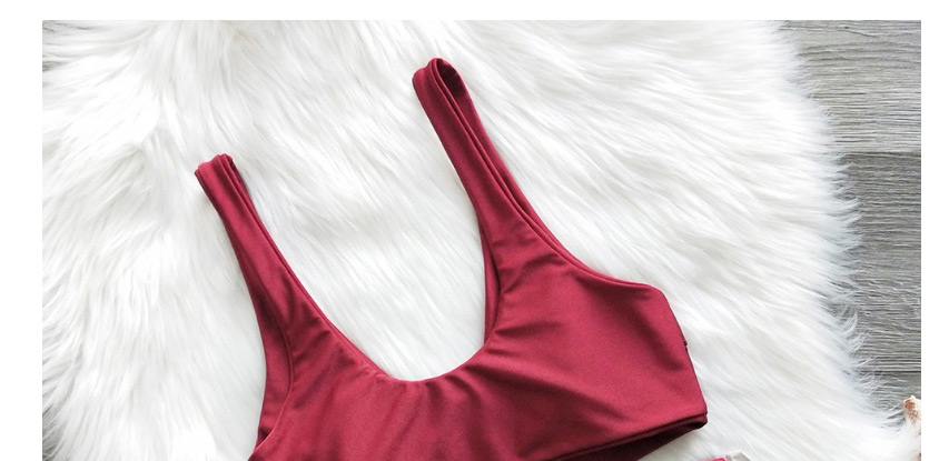 Fashion Red Solid Color Split Swimsuit,Bikini Sets
