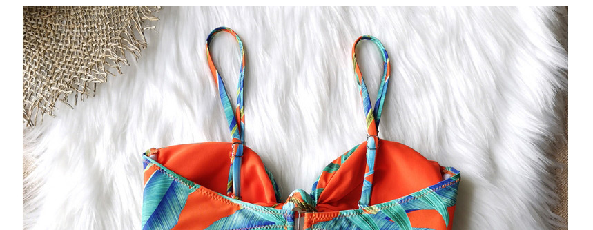 Fashion Orange Leaves Printed Split Swimsuit,Bikini Sets