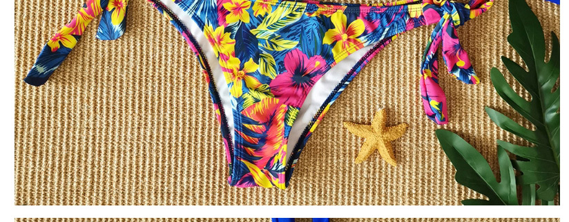 Fashion Blue Flowers Blooming Lace Print Split Swimsuit,Bikini Sets