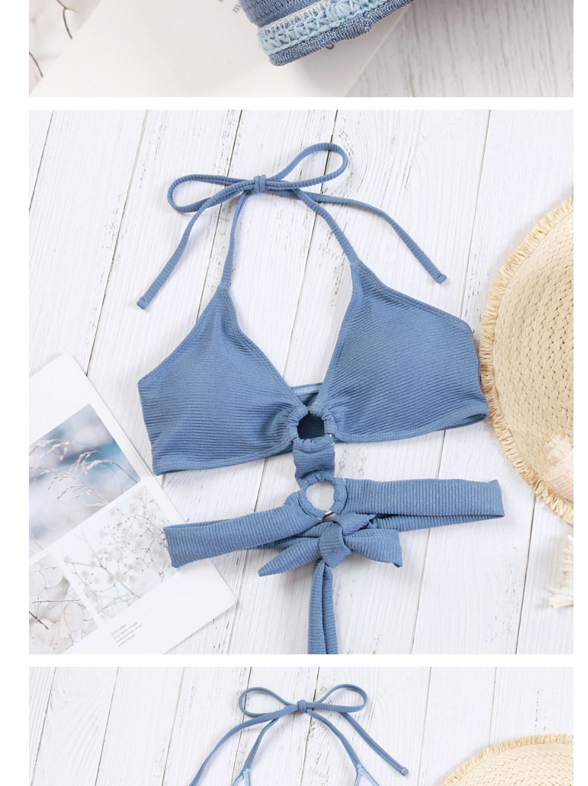 Fashion Blue Pleated Swimsuit,Bikini Sets