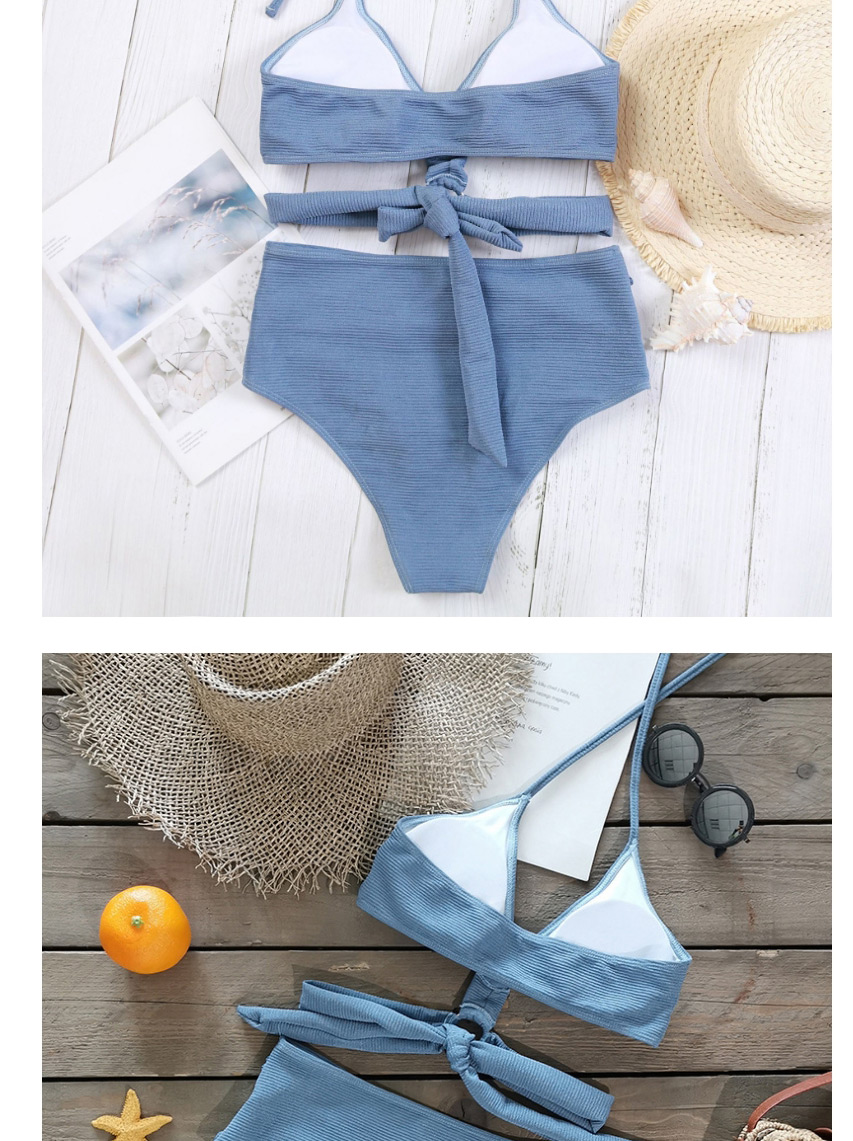 Fashion Blue Pleated Swimsuit,Bikini Sets