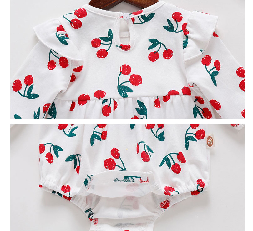 Fashion Sleeve Pink Baby Printed Fruit Pattern Jumpsuit,Kids Clothing