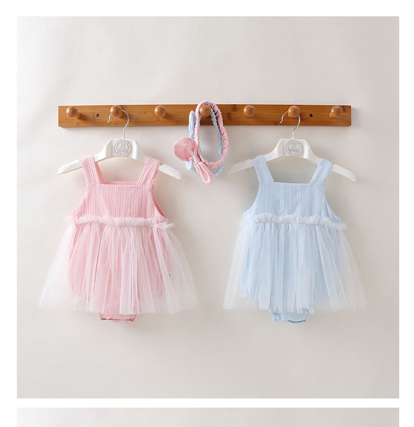 Fashion Light Blue Baby Mesh Skirt Suspender Bodysuit,Kids Clothing