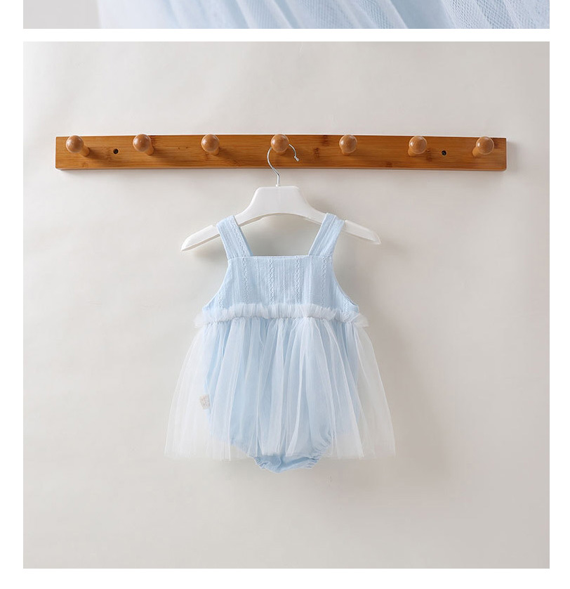 Fashion Light Blue Baby Mesh Skirt Suspender Bodysuit,Kids Clothing