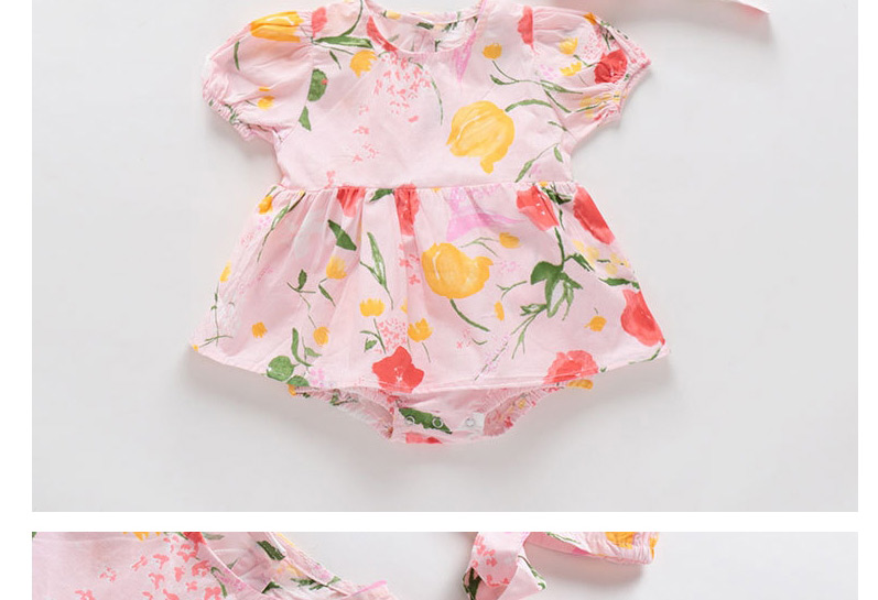 Fashion Pink Printed Floral Hooded Jumpsuit,Kids Clothing