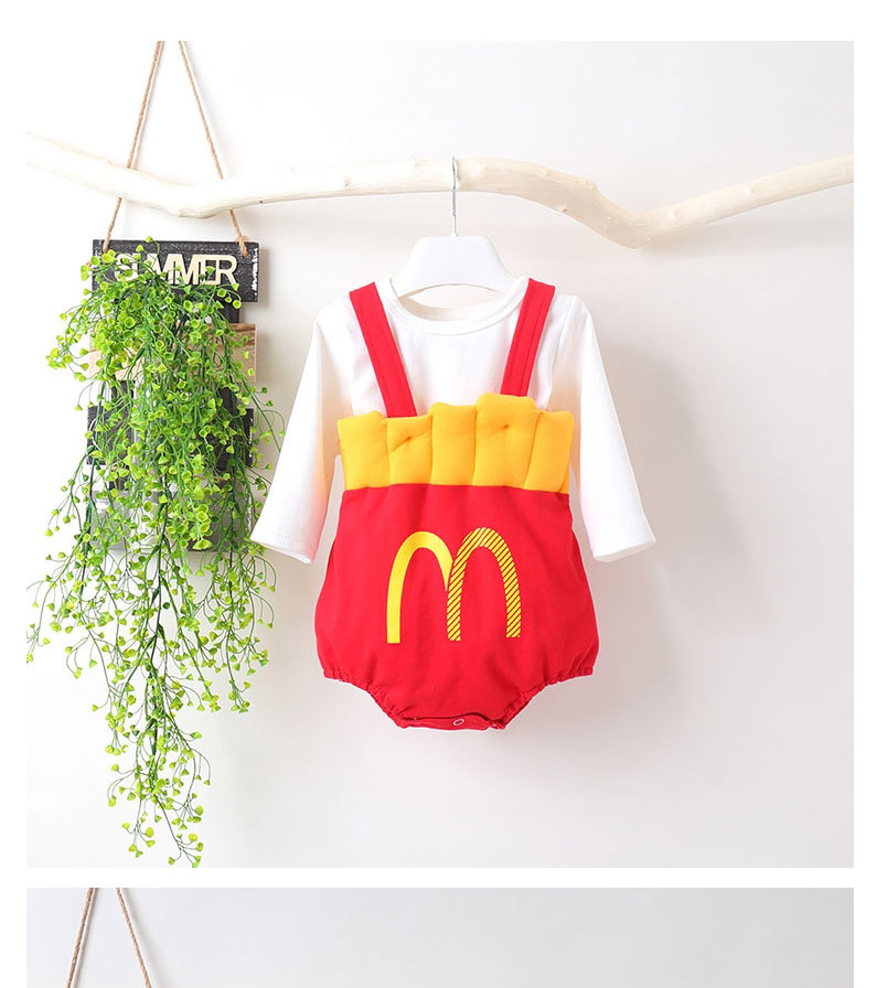 Fashion Short Sleeve Fries Strap Infant Jumpsuit Romper Send Hat,Kids Clothing