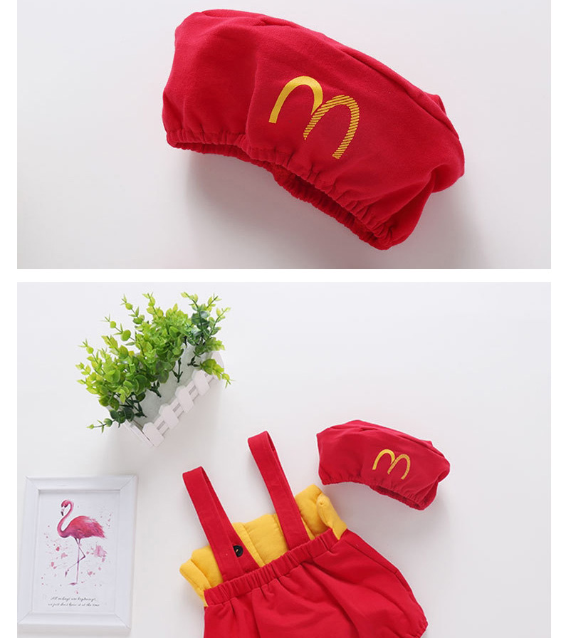 Fashion Red Fries Strap Infant Jumpsuit Romper Send Hat,Kids Clothing