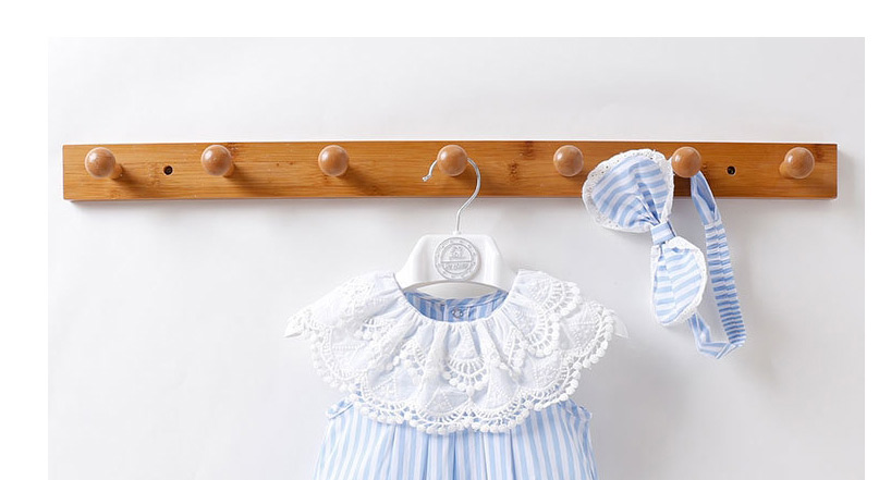 Fashion Light Blue Short Sleeve Baby Jumpsuit With Fart Stripe Lace,Kids Clothing