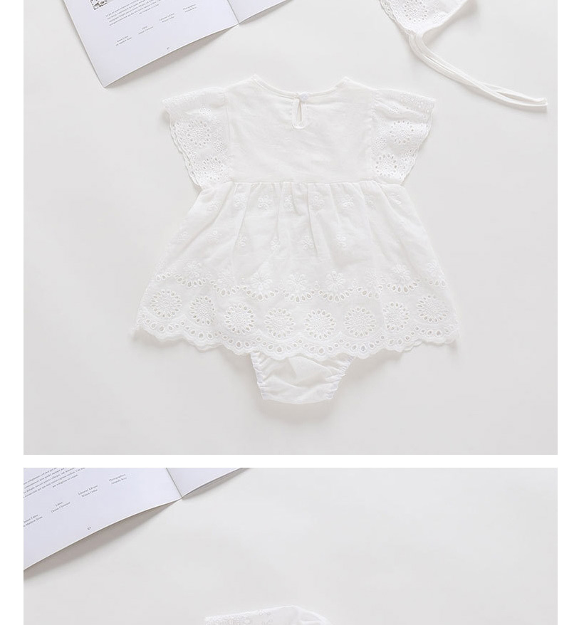 Fashion White Sleeveless Cotton V-neck Hollow Lace Baby Clothes,Kids Clothing