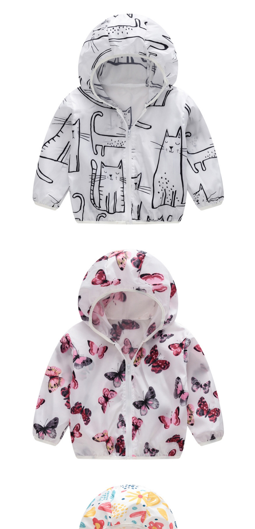 Fashion Flowers Hooded Outdoor Sun Protection Clothing,Kids Clothing