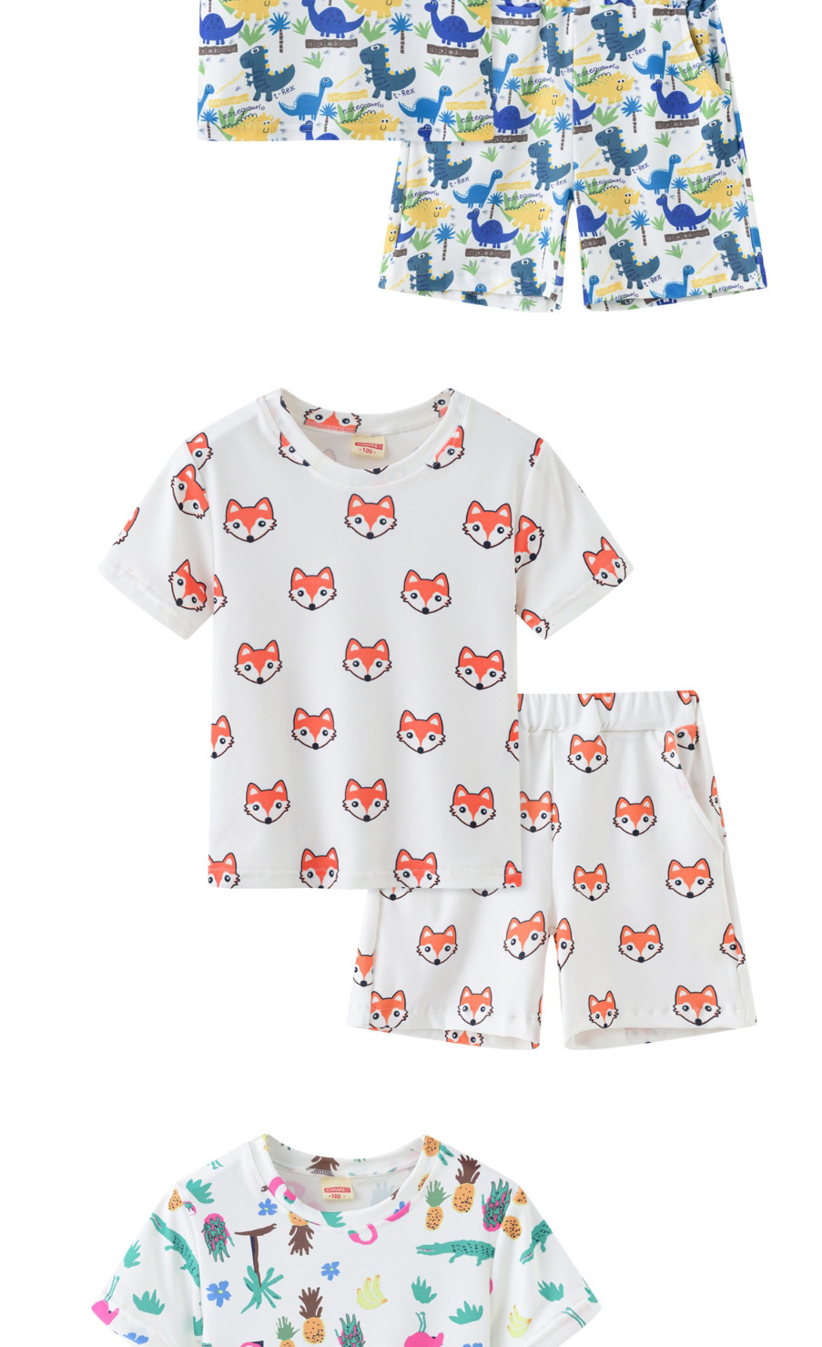 Fashion Cartoon Rabbit Elastic Cotton Short-sleeved Two-piece Suit,Kids Clothing