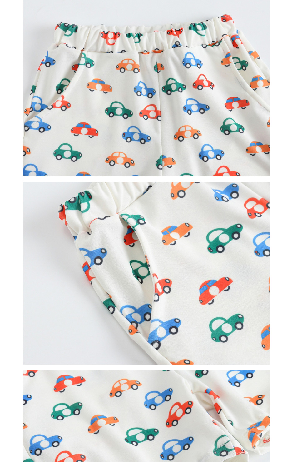 Fashion Cartoon Car Elastic Cotton Short-sleeved Two-piece Suit,Kids Clothing
