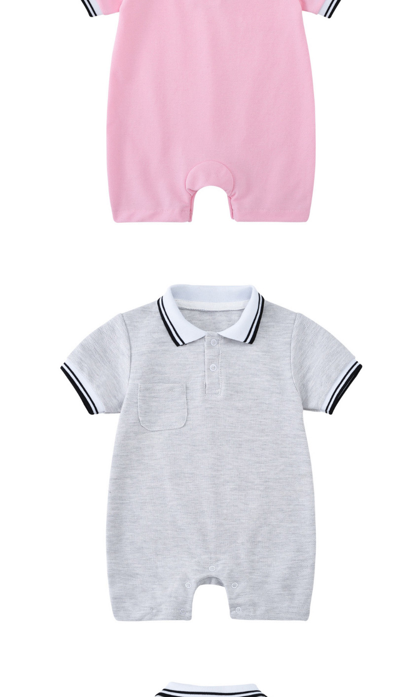 Fashion Pink Baby Polo Collar Short Sleeve Shorts Climbing Suit,Kids Clothing