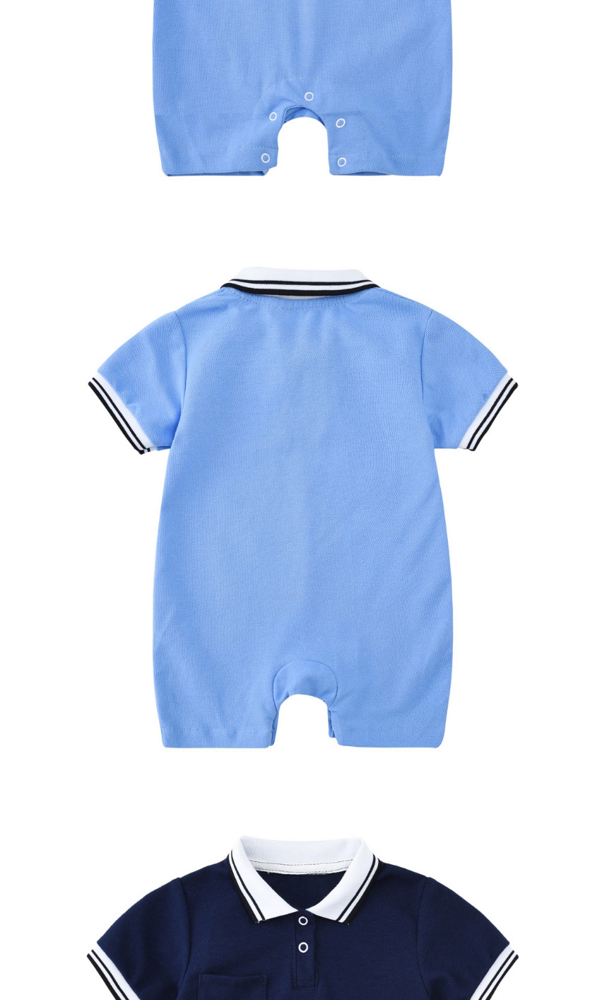 Fashion Blue Baby Polo Collar Short Sleeve Shorts Climbing Suit,Kids Clothing