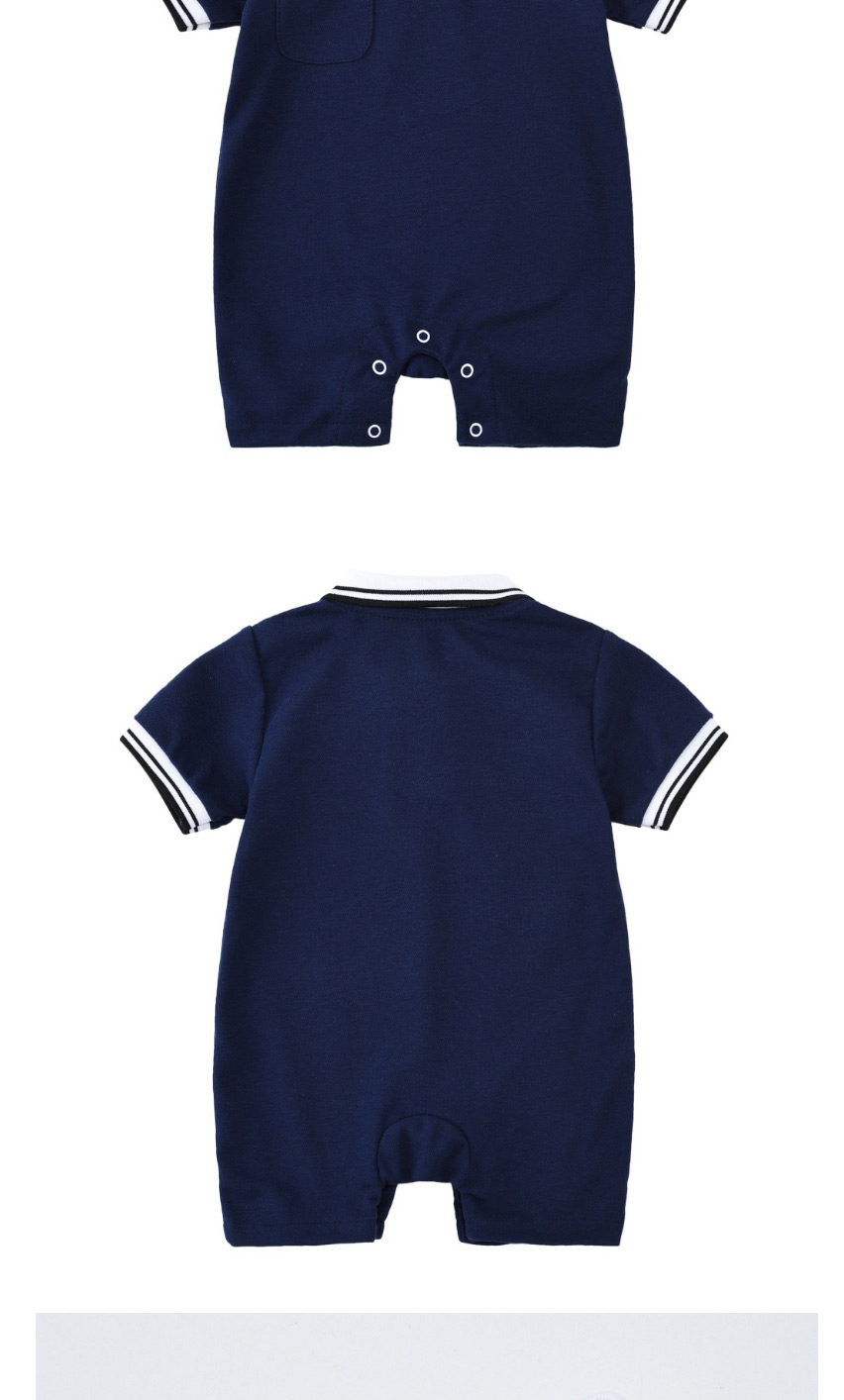 Fashion Navy Blue Baby Polo Collar Short Sleeve Shorts Climbing Suit,Kids Clothing