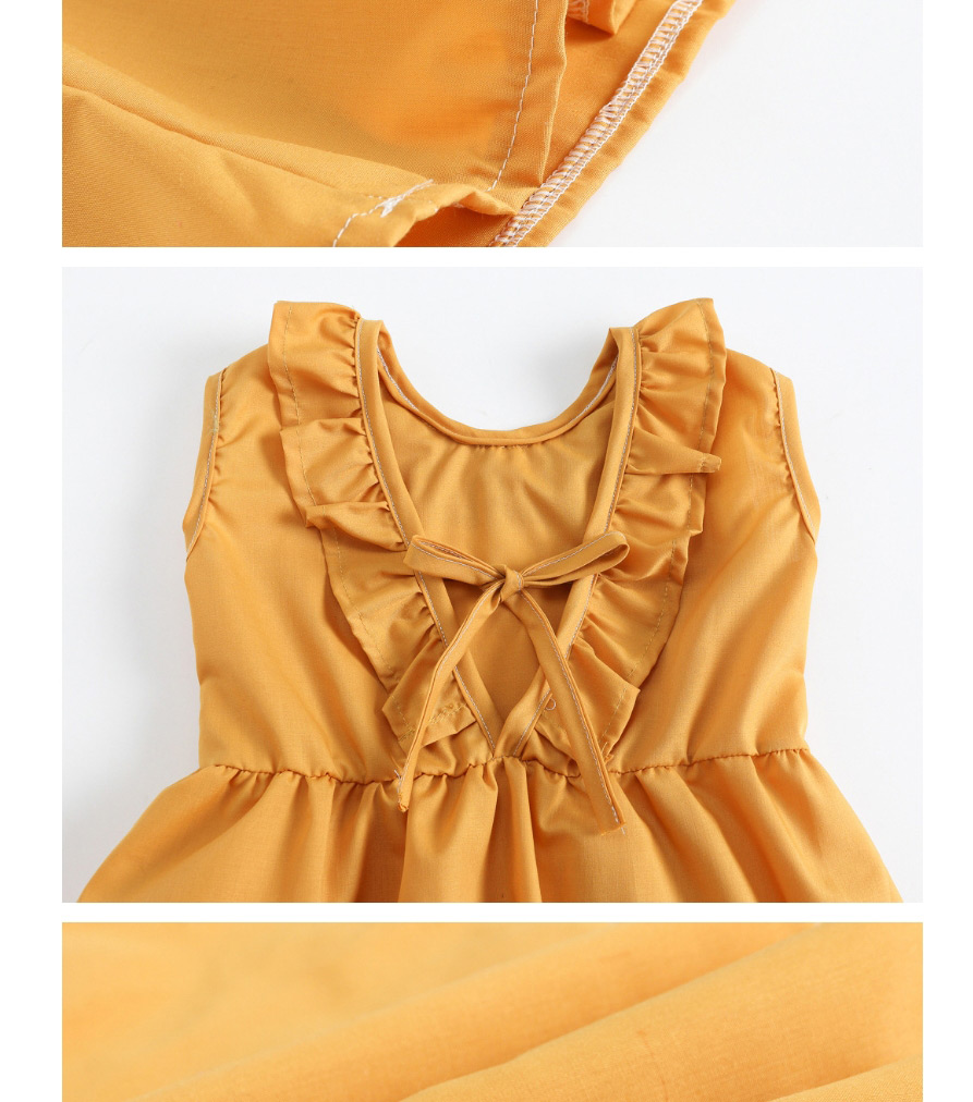 Fashion Yellow Doll Collar Dress,Kids Clothing