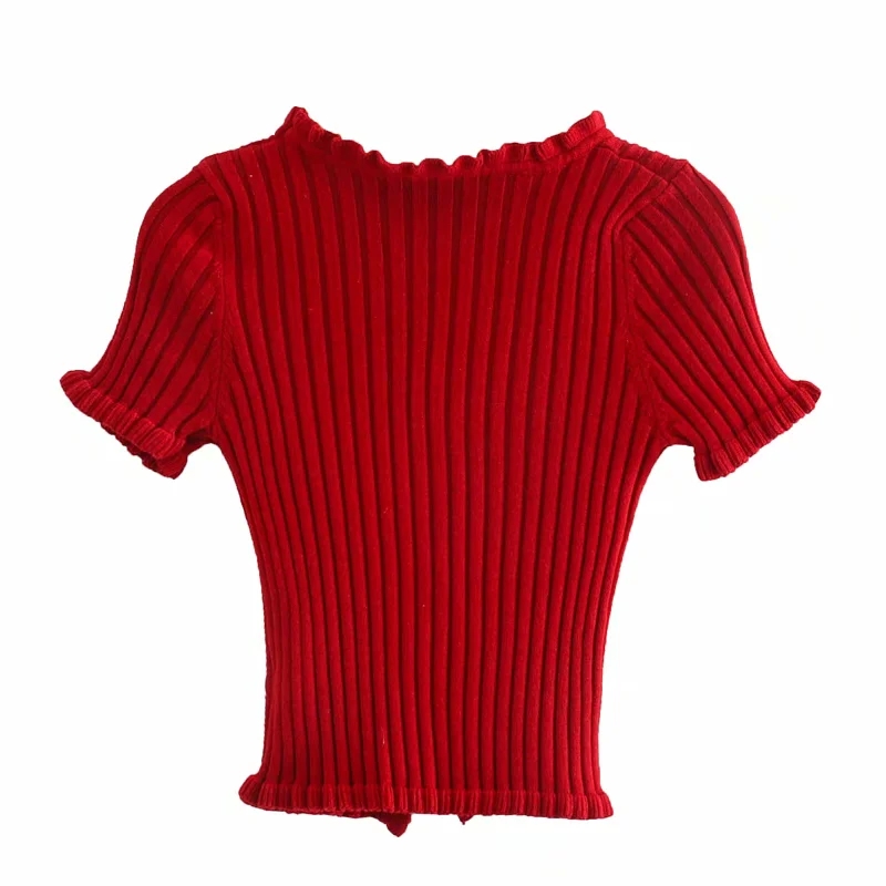 Fashion Red V-neck Fungus Sweater,Tank Tops & Camis