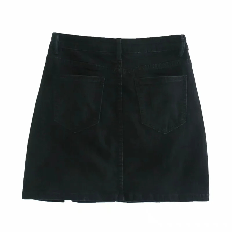 Fashion Black Solid Color Split A-line Skirt,Skirts