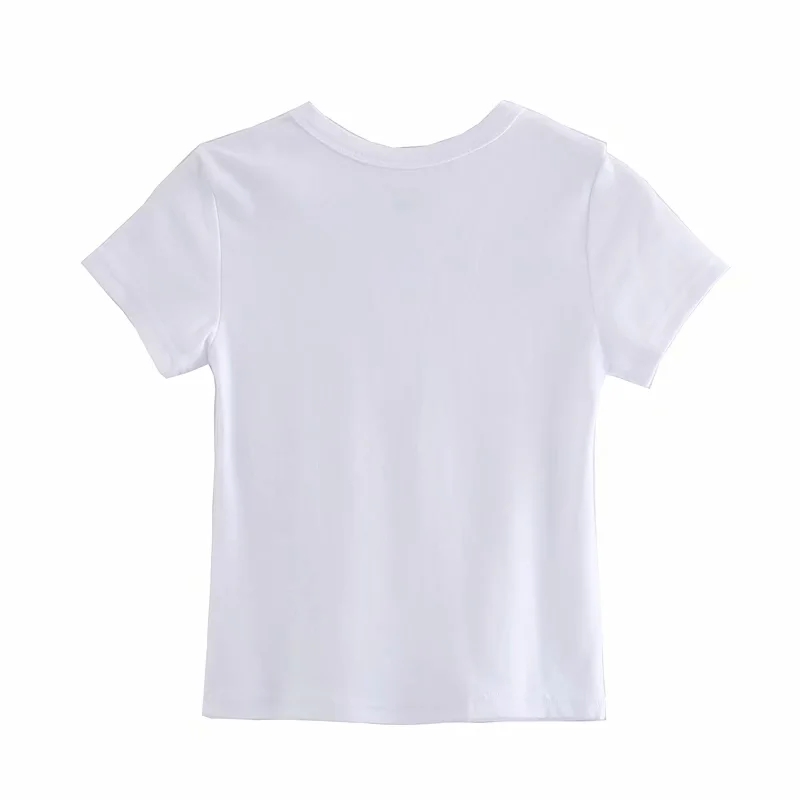 Fashion White Short T-shirt With Printed Navel,Tank Tops & Camis