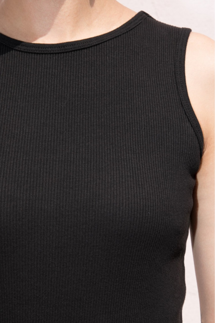 Fashion Black Long Sleeveless T-shirt,Tank Tops & Camis