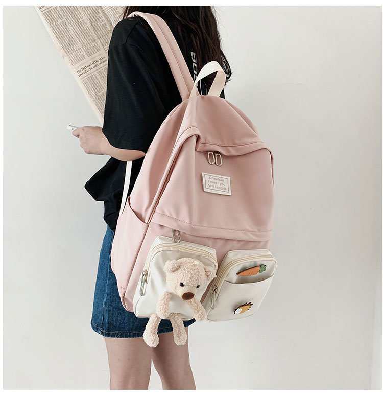 Fashion Pink Send Badge Plush Bear Carrot Backpack,Backpack