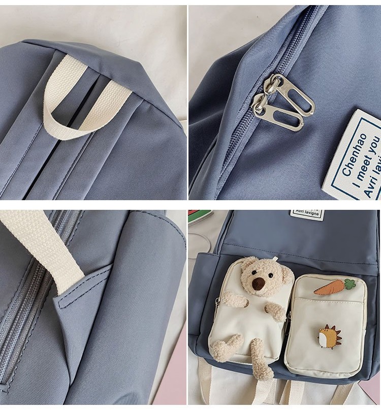 Fashion Blue Send Badge Plush Bear Carrot Backpack,Backpack