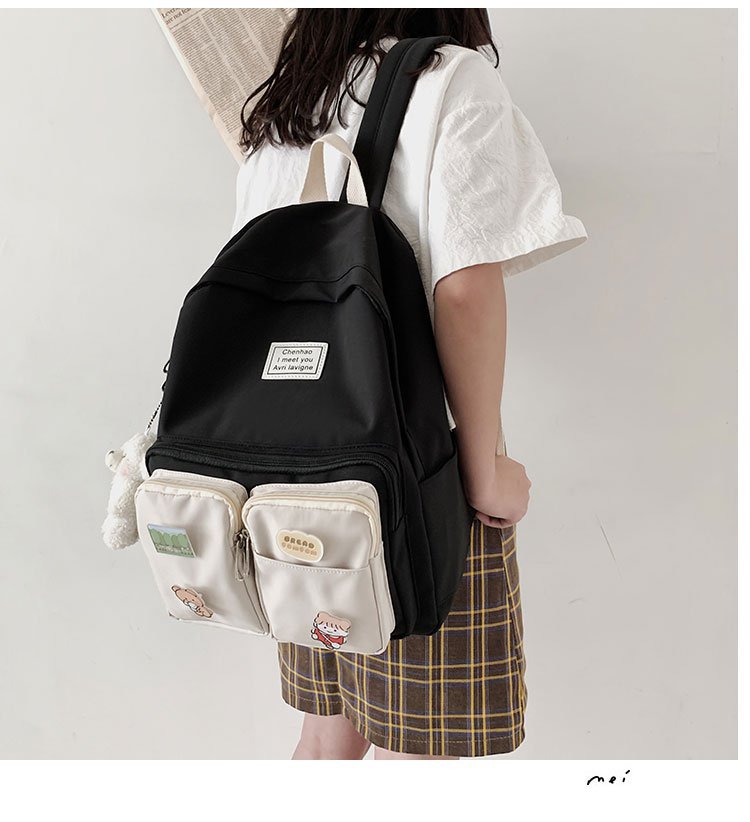 Fashion Black Bear Bear Canvas Backpack,Backpack