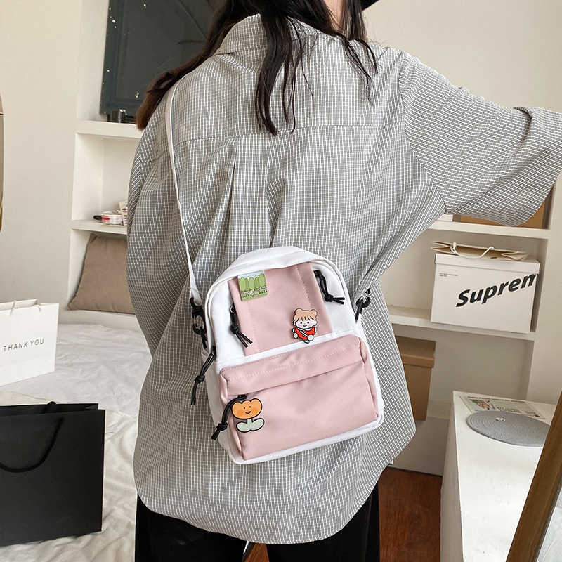 Fashion Pink Colorblock Shoulder Cartoon Backpack,Backpack
