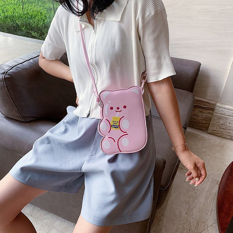 Fashion Pink Cartoon Bear Shoulder Messenger Bag,Shoulder bags