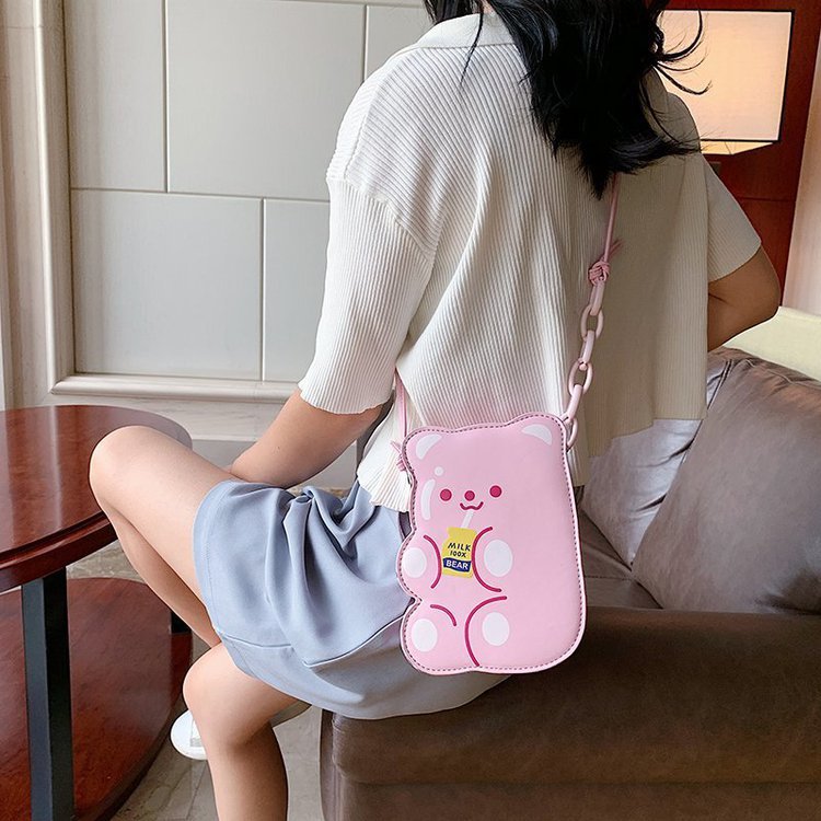 Fashion Pink Cartoon Bear Shoulder Messenger Bag,Shoulder bags