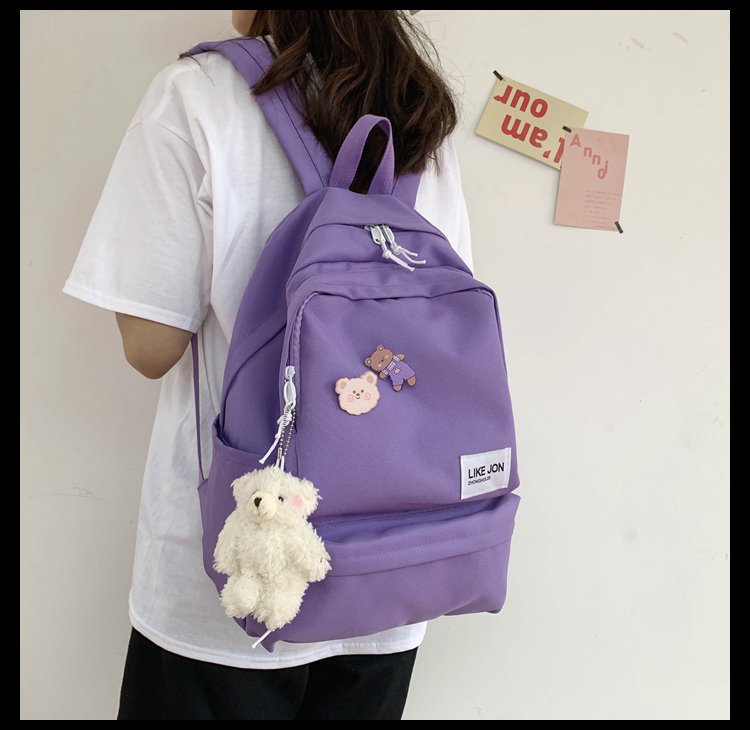 Fashion Purple To Send Bear Pendant Cartoon Bear Backpack,Backpack