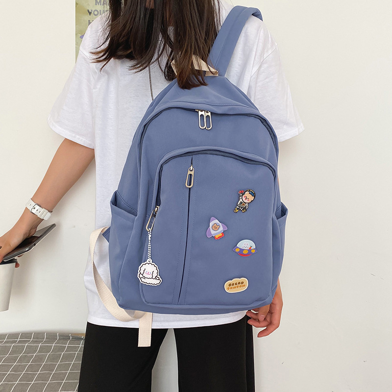 Fashion Blue Send Badge Pendant Large Capacity Backpack,Backpack