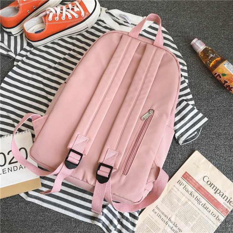Fashion Pink To Send Bear Pendant Egg Badge Backpack,Backpack