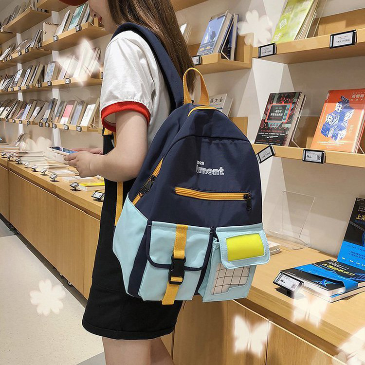 Fashion Blue Colorblock Transparent Check Backpack,Backpack
