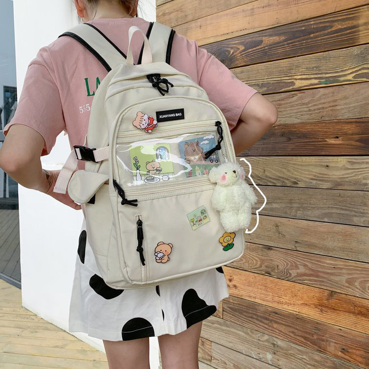 Fashion Send A Bear Pendant On White Cartoon Transparent Card Badge Doll Backpack,Backpack