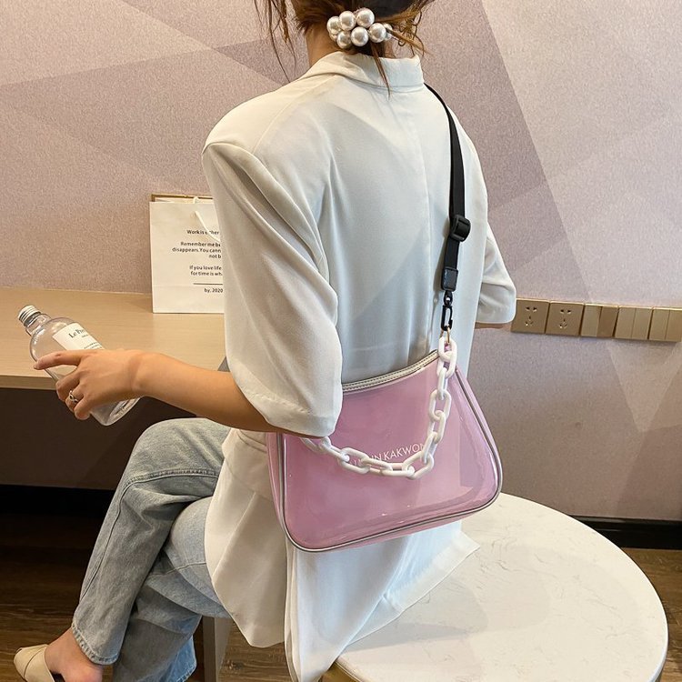 Fashion Pink Transparent Acrylic Chain Underarm Bag,Shoulder bags