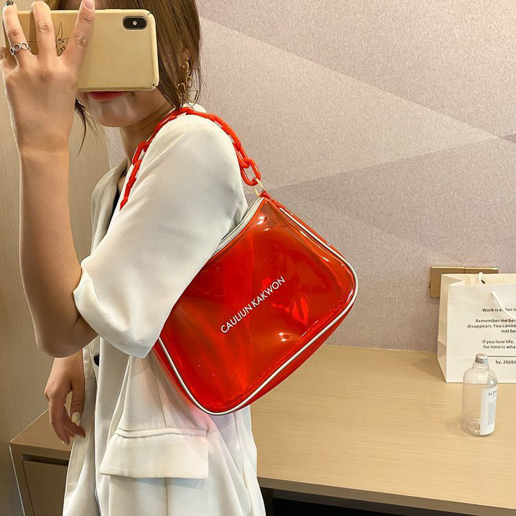Fashion Red Transparent Acrylic Chain Underarm Bag,Shoulder bags