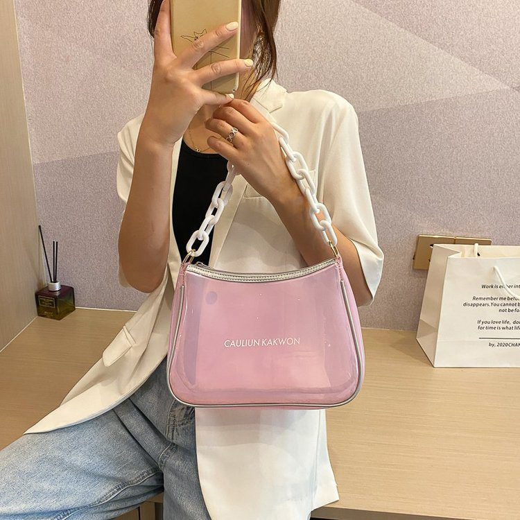 Fashion Purple Transparent Acrylic Chain Underarm Bag,Shoulder bags
