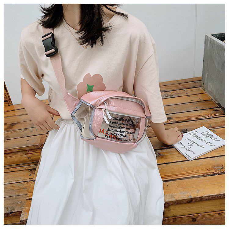 Fashion Pink Transparent Colorblock Letter Crossbody Bag,Shoulder bags
