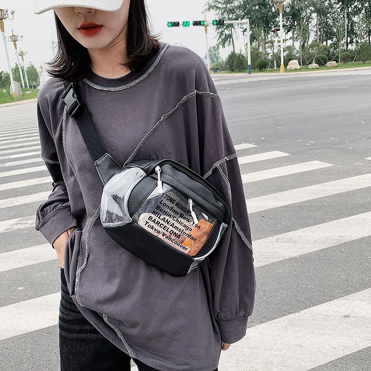 Fashion Black Transparent Colorblock Letter Crossbody Bag,Shoulder bags