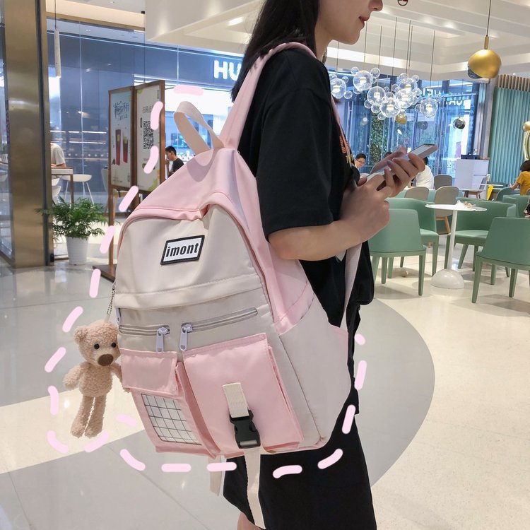 Fashion Black Bear Pendant Plush Bear Doll Transparent Lattice Backpack,Backpack