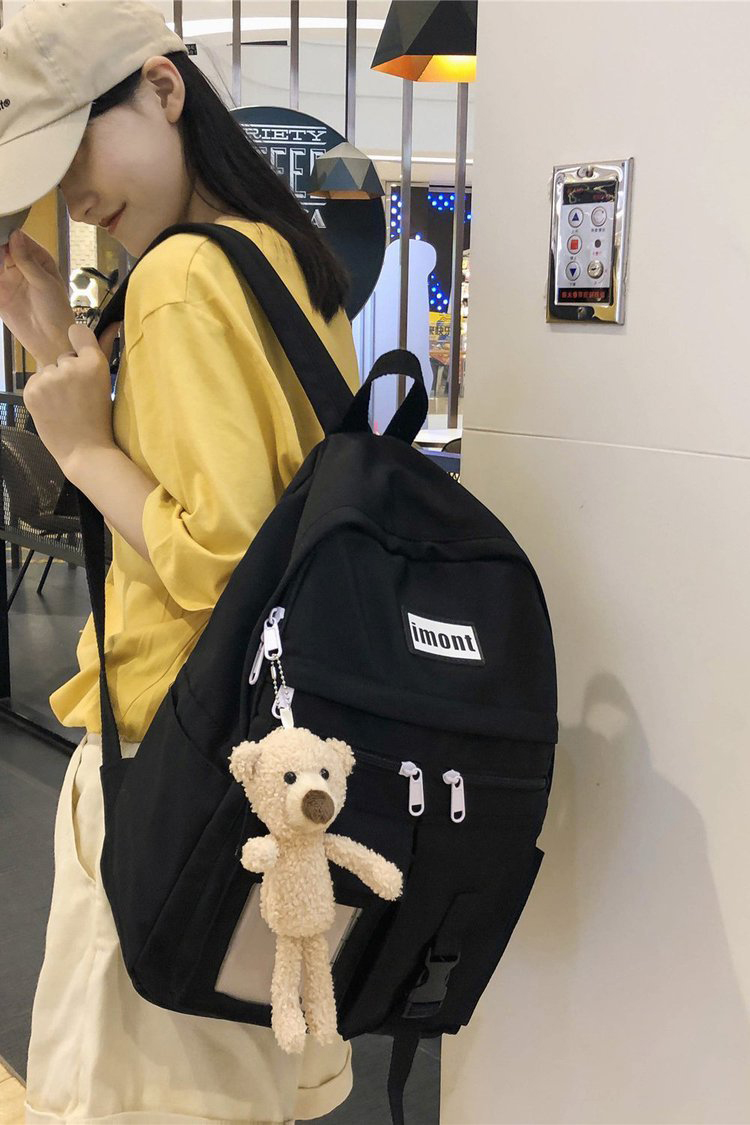 Fashion Pink To Send Bear Pendant Plush Bear Doll Transparent Lattice Backpack,Backpack