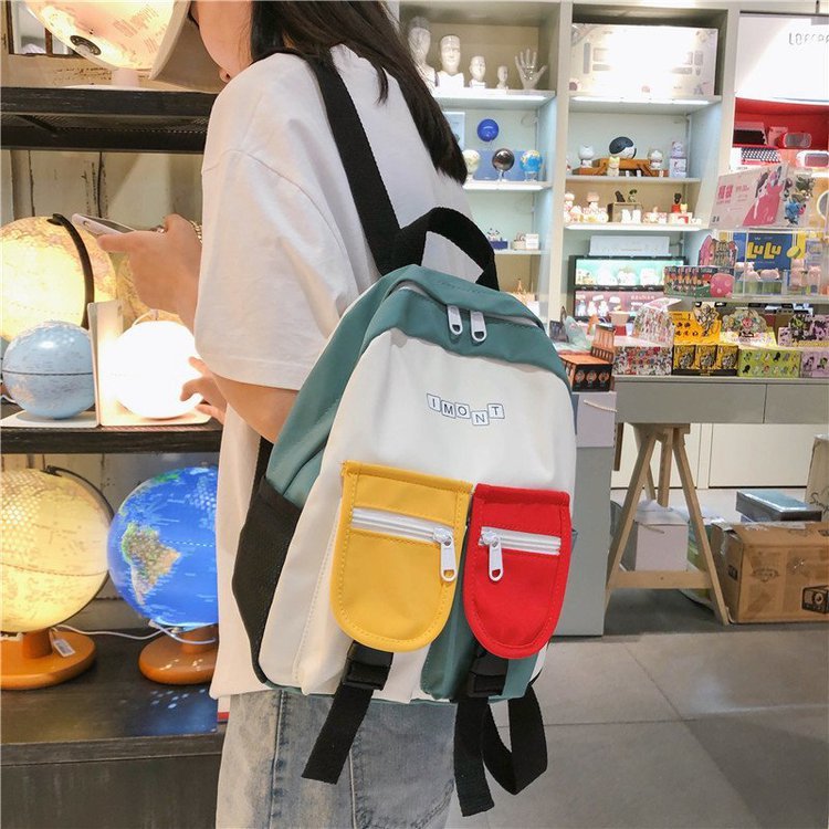 Fashion Yellow Large Contrast Shoulder Bag,Backpack