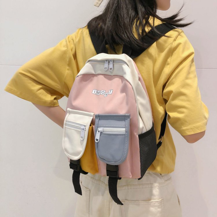 Fashion Pink Large Contrast Shoulder Bag,Backpack